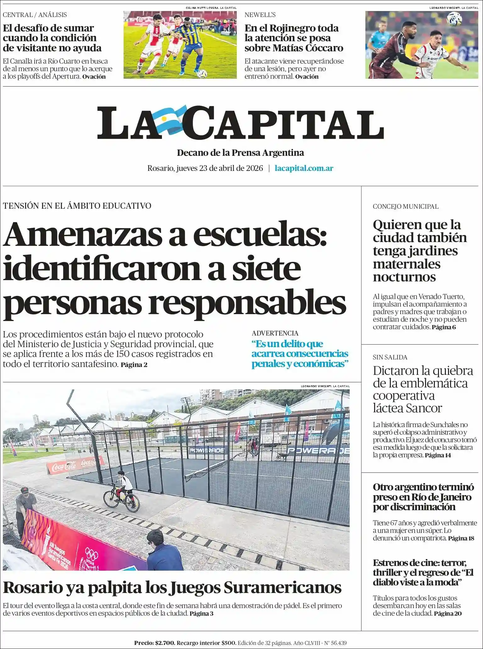 Evolucion Streaming | RADIO MUNICIPAL HUILLAPIMA - Tapa del diario La Capital Rosario