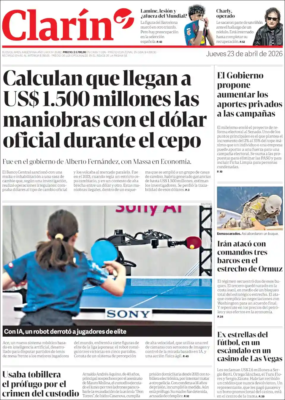 Evolucion Streaming | RADIO MUNICIPAL HUILLAPIMA - Tapa del diario Clarin