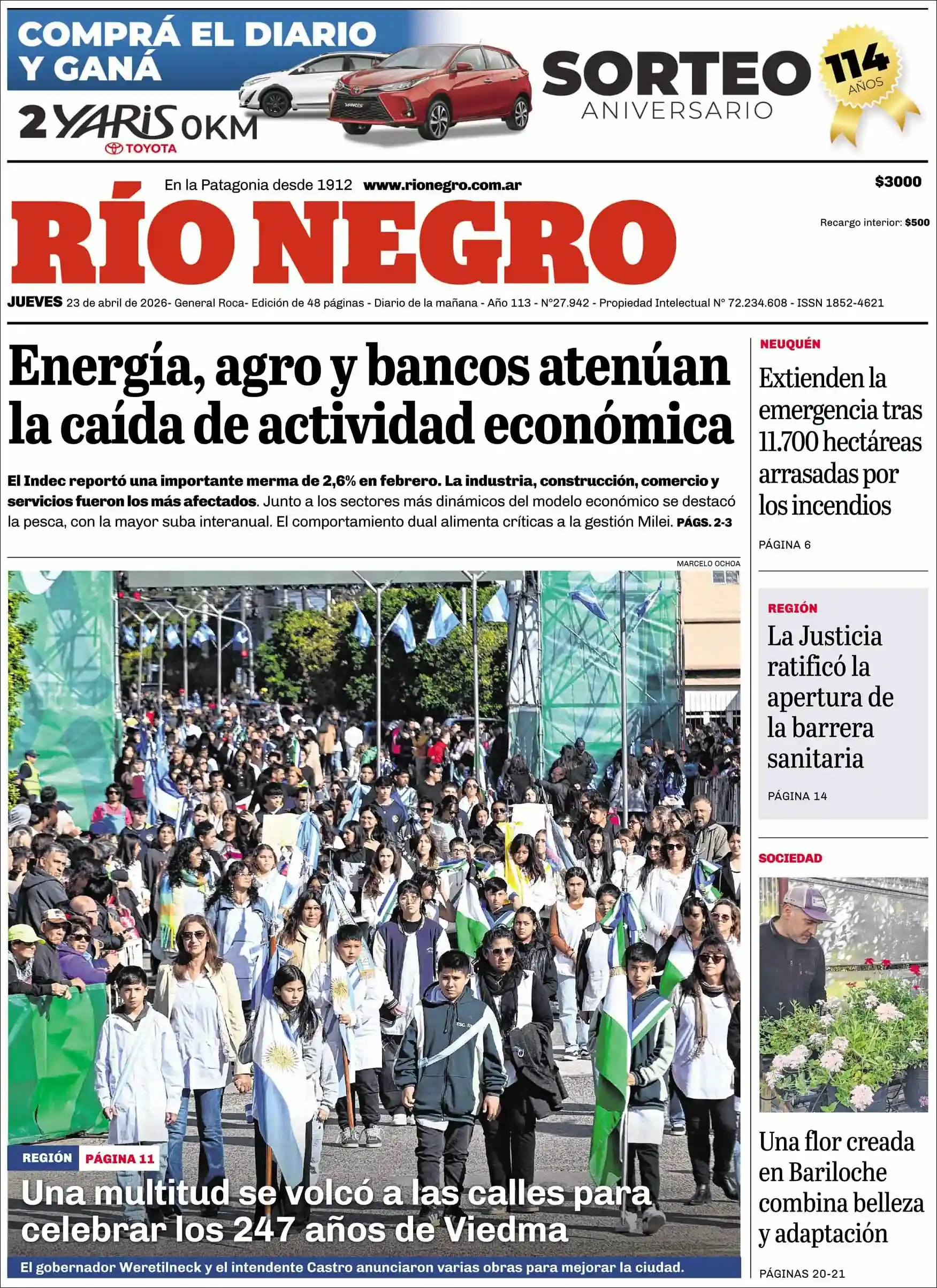 Evolucion Streaming | RADIO MUNICIPAL HUILLAPIMA - Tapa del diario Rio Negro